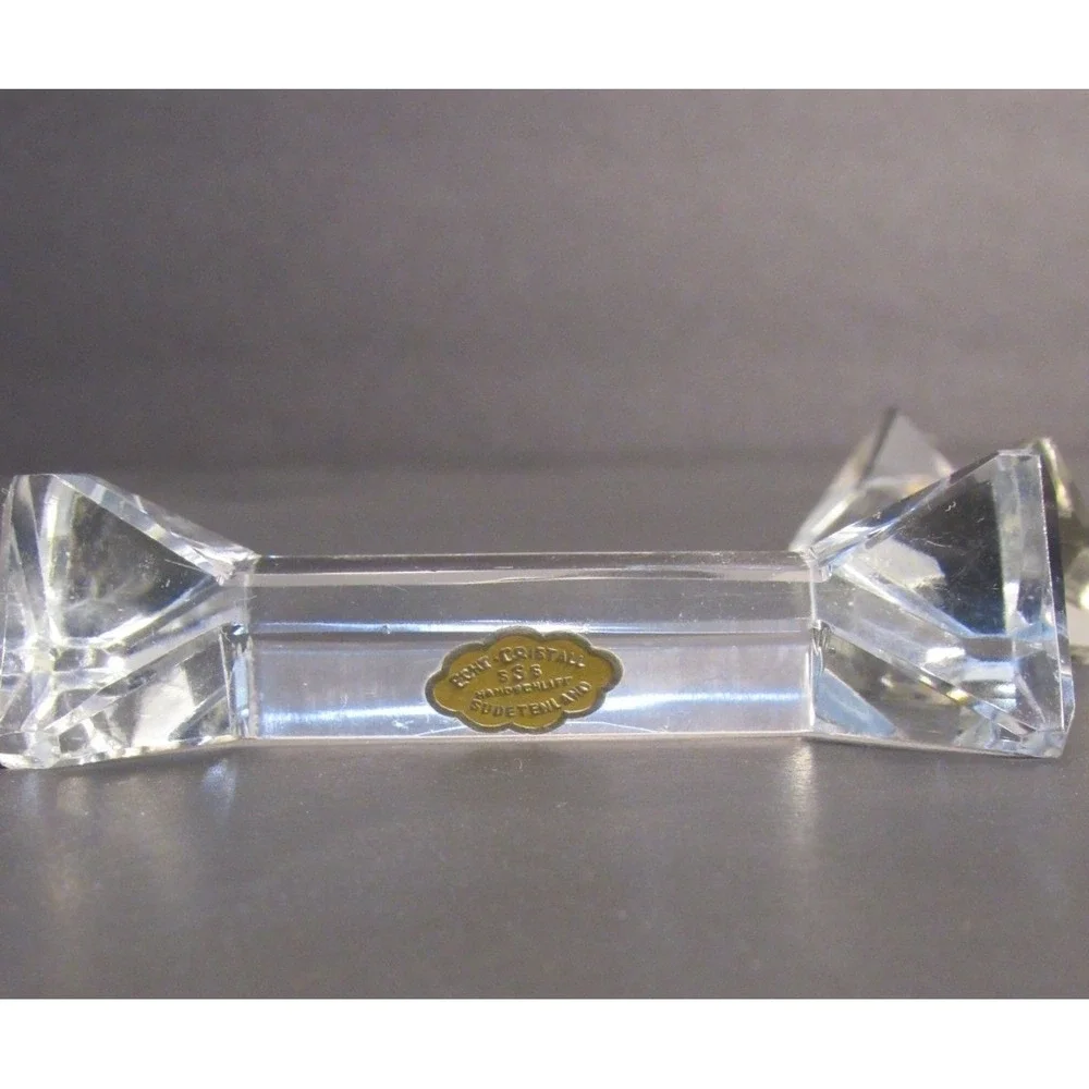 Vintage Echt Cristall Sudetenland Hand Cut Glass Knife Rests Set of 2 Clear